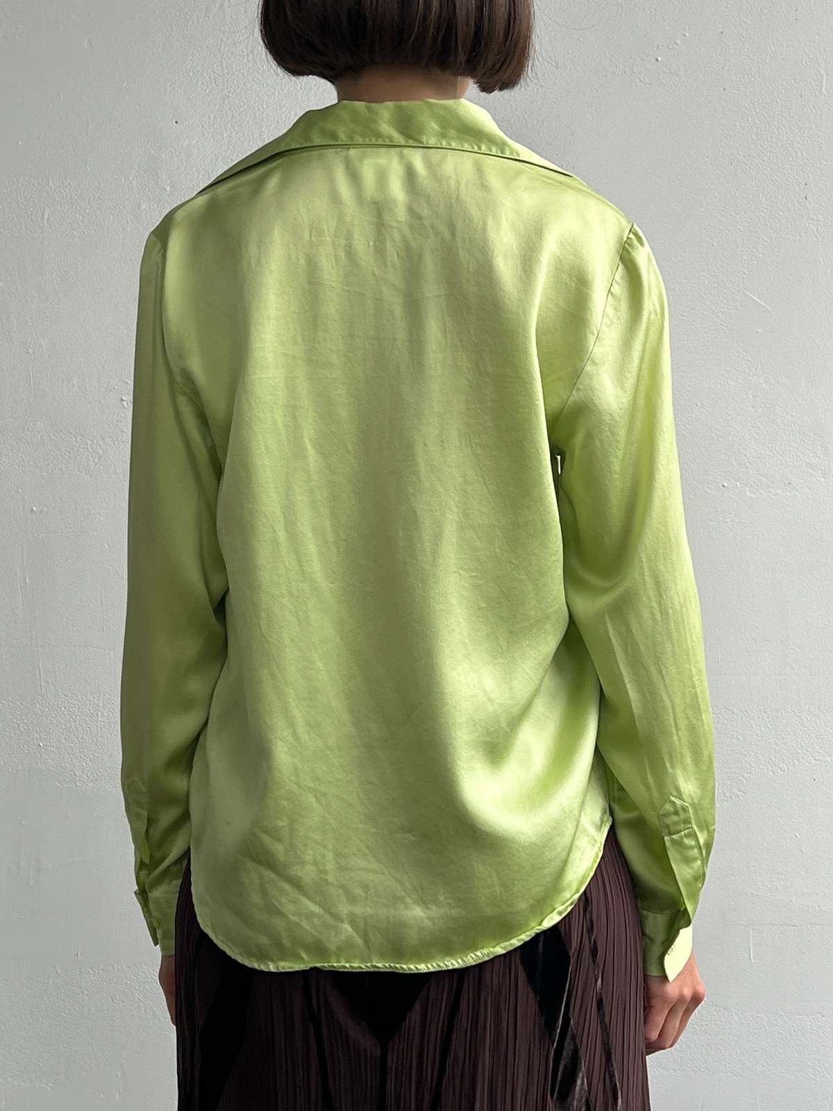 1940s Pistachio silk collar blouse