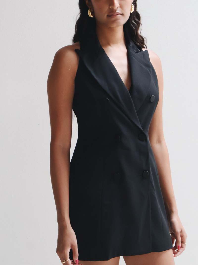 Vintage Black Tuxedo Blazer Mini Dress | Garmentory Vintage Black Tuxedo Blazer Mini Dress | Garmentory