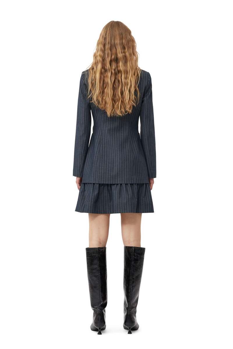 Ganni Stretch Stripe Blazer - Gray Pinstripe | Garmentory