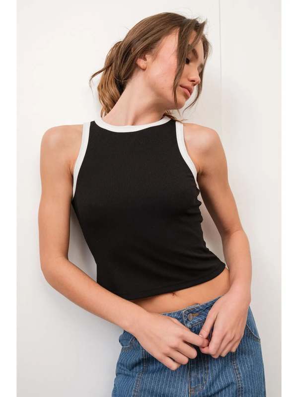 Pretty Garbage Contrast Rib Tank | Garmentory