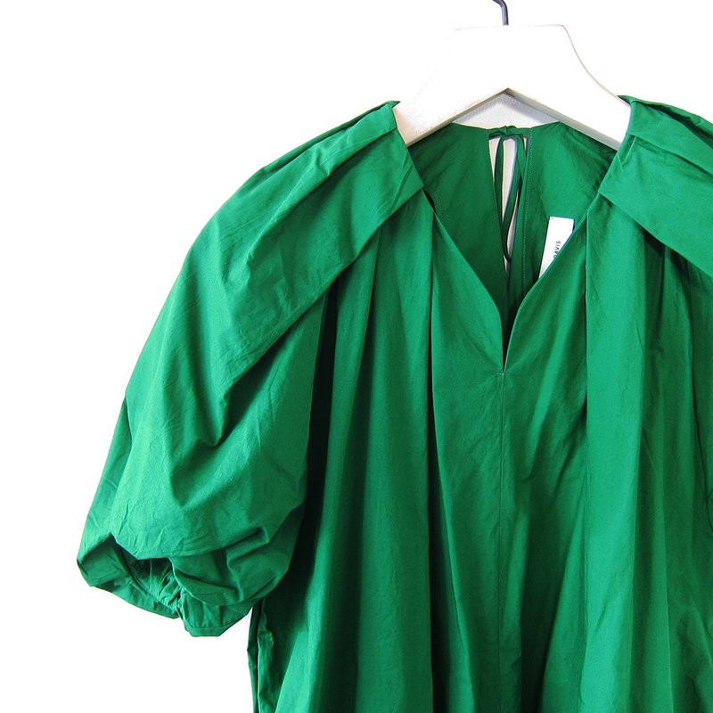 SAYAKA DAVIS NEW YORK Tucked Cocoon Dress - Green | Garmentory