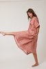 Amente Drop Sleeve Loose Fit Linen Dress - Gingham - Thumbnail 3