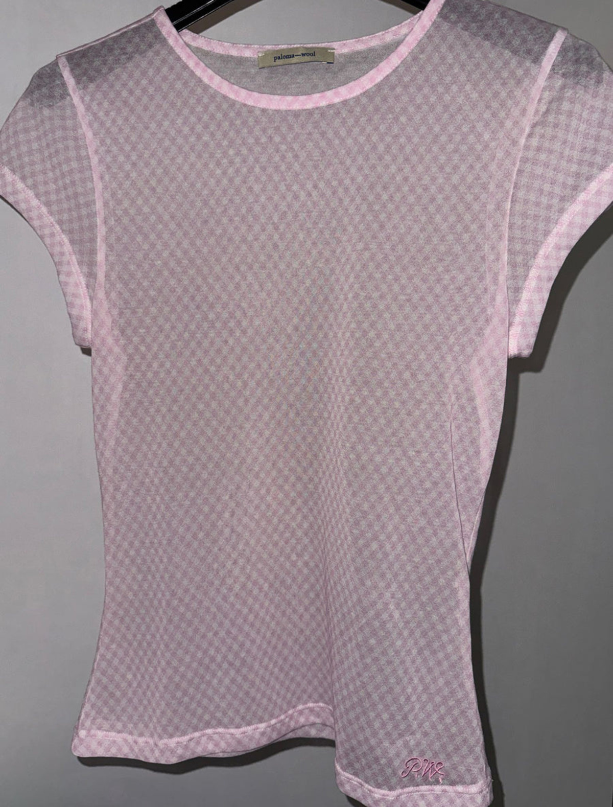 Paloma wool Malvo ロゴシャツ　ピンクチェック Paloma Wool Malvo Sheer Top - Pink | Garmentory