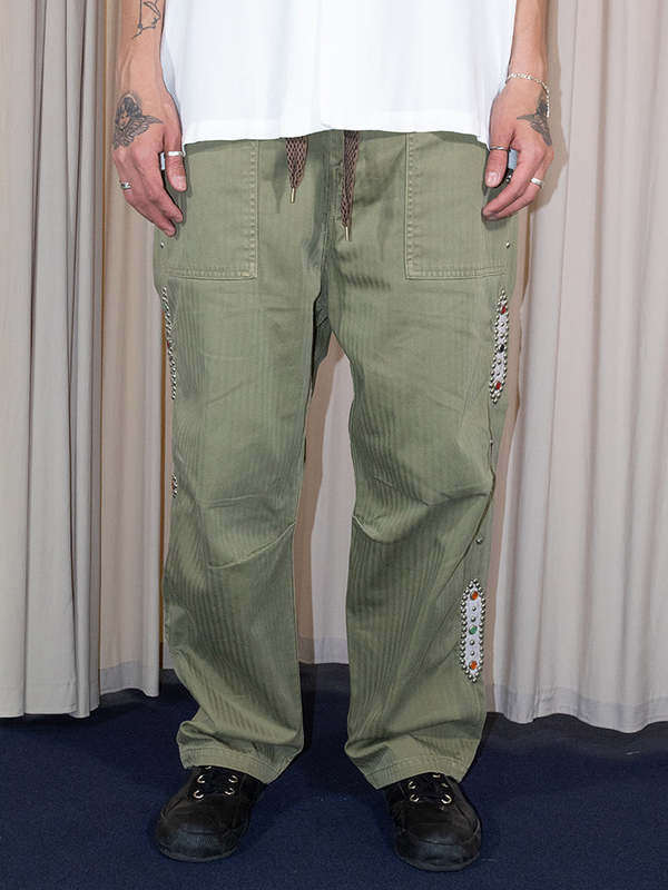 Kapital Herringbone Easy Baker Studs Remake Pants - Khaki | Garmentory