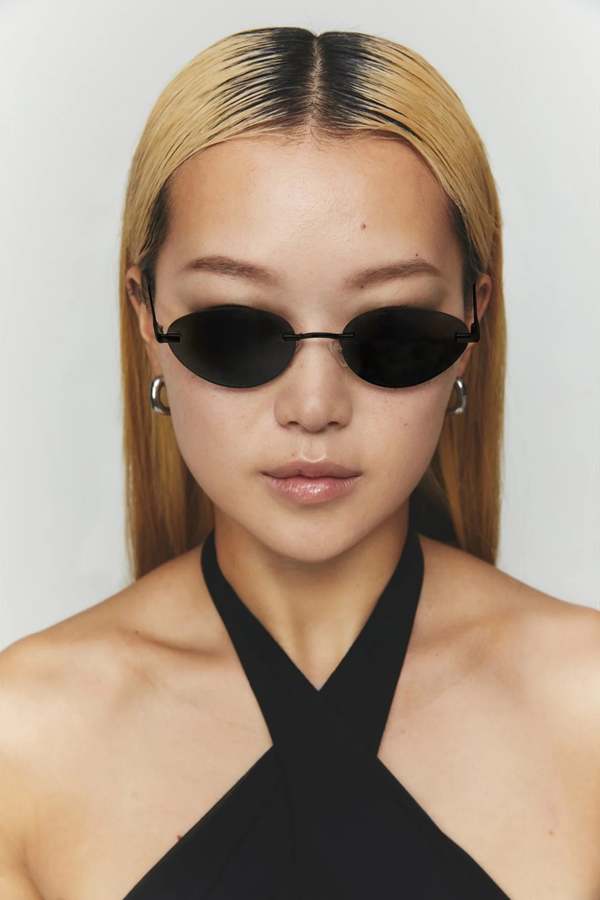 Elisa Johnson Trinity Sunglasses - Gloss Black | Garmentory display picture 2