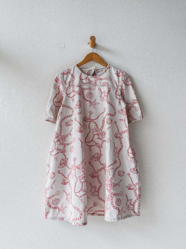 white christmas dresses Ganni LIGHT PINK OVERDYED HEAVY DENIM MINI DRESS main image 1