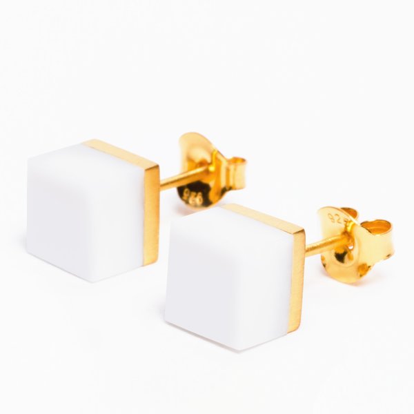MING YU WANG Cubic Earrings - White Agate