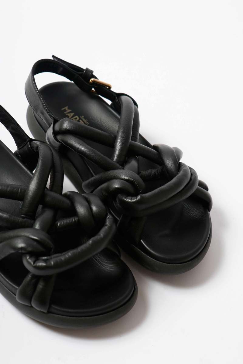 Souliers Martinez Telva Leather Sandal - Black