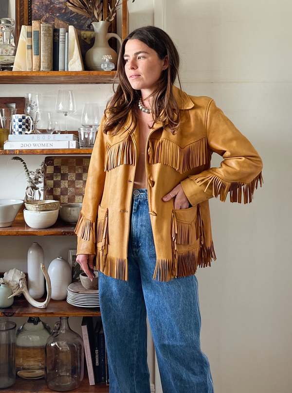 1960s Leather Fringe Jacket - Faded Orange | Garmentory
