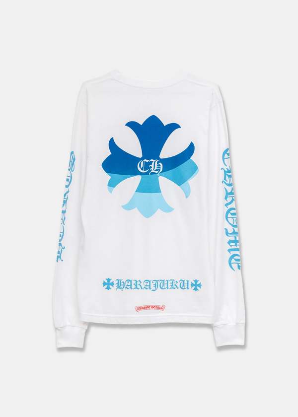 chrome hearts Harajuku Exclusive T shirt - White Blue LS | Garmentory