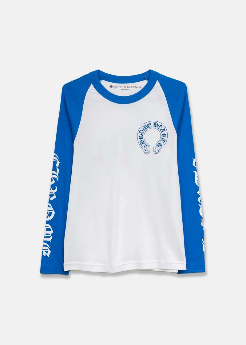 【Chrome Hearts】CH Baseball Shirt★長袖Ｔシャツ★White/Blue Chrome Hearts CH Baseball Shirt White/Blue | Depop