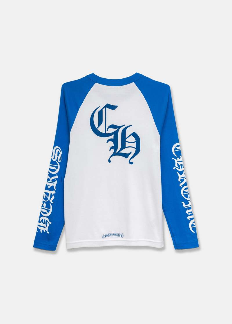【SCENERITY】Chrome long sleeves Chrome Hearts Baseball Longsleeve - Blue/White | Garmentory