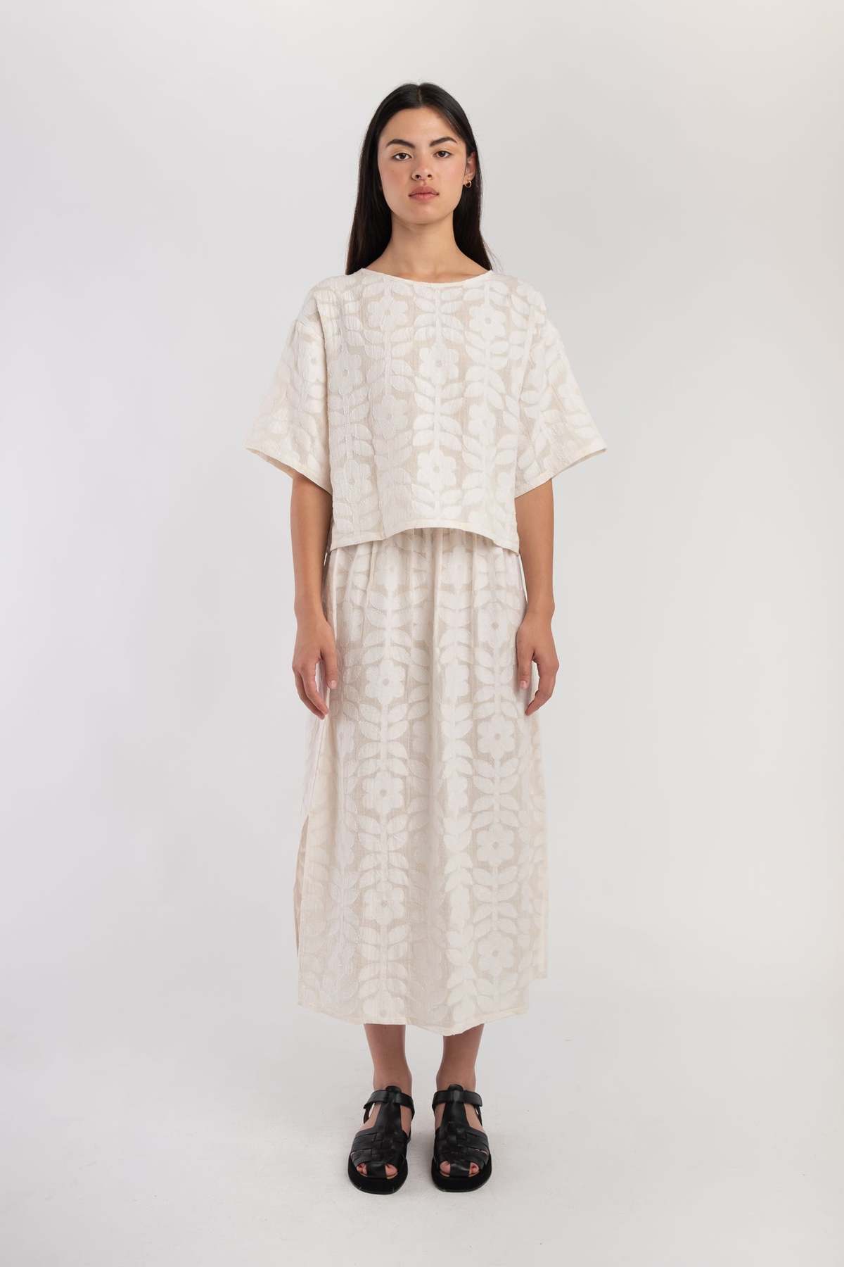 Micaela Greg Floral Jacquard Tee - Image 1 of 9