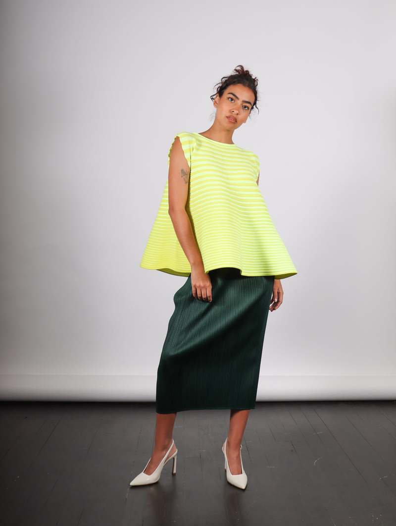 Pleats Please by Issey Miyake Bounce Knit Sleeveless Top - Lemon  