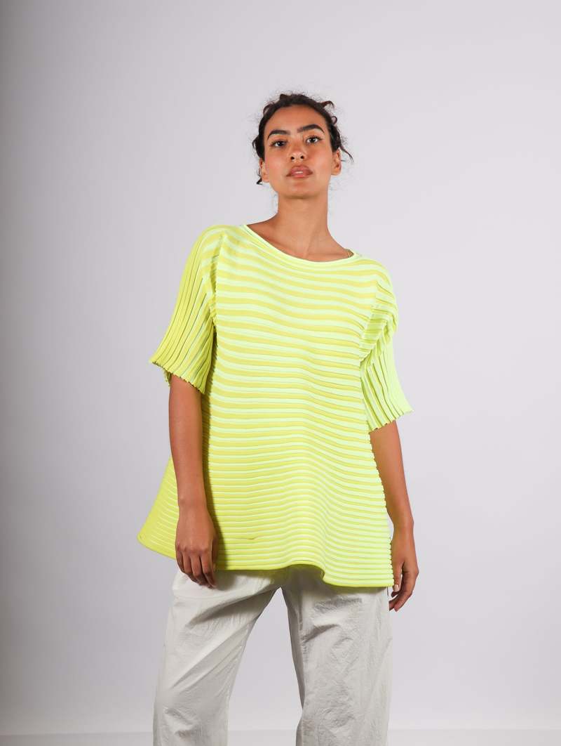 Pleats Please by Issey Miyake Bounce Knit Top - Lemon Yellow  