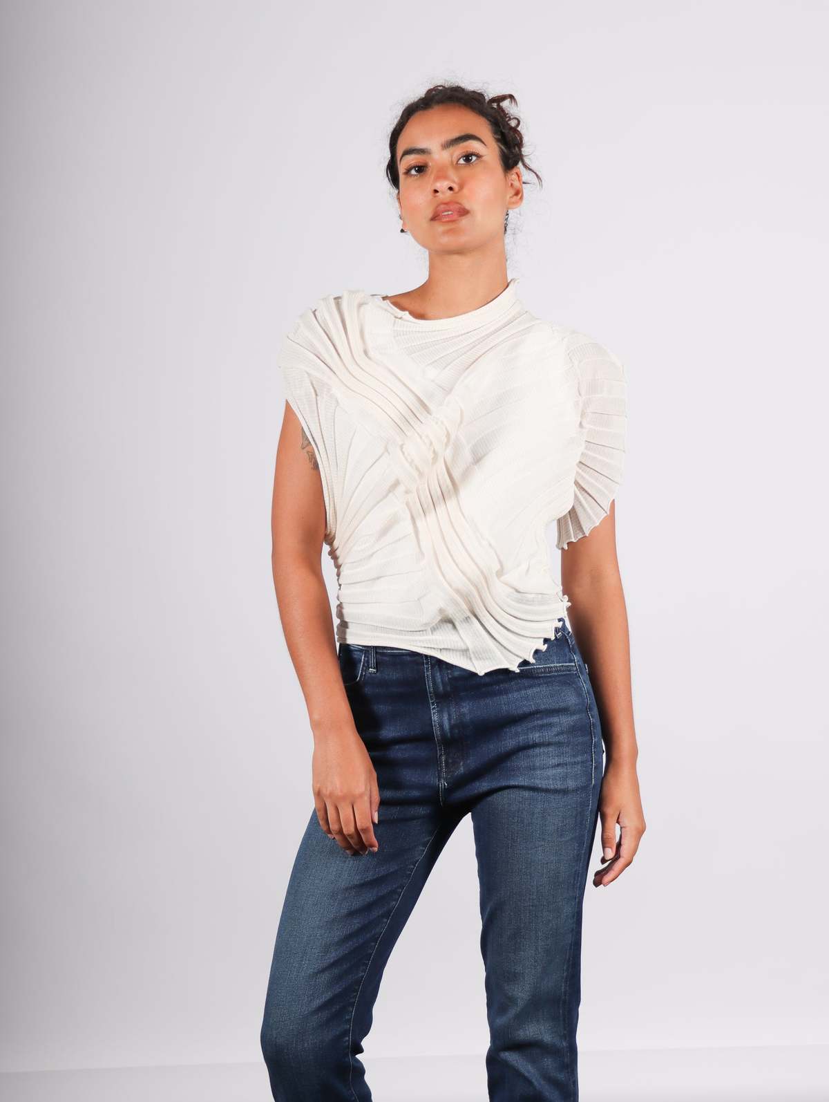 Issey Miyake Sheer Moving Knit Top - Off White | Garmentory