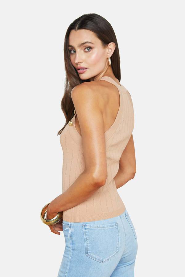 L'agence Rosemary Button Tank - Toffee L'agence Rosemary Button Tank - Toffee