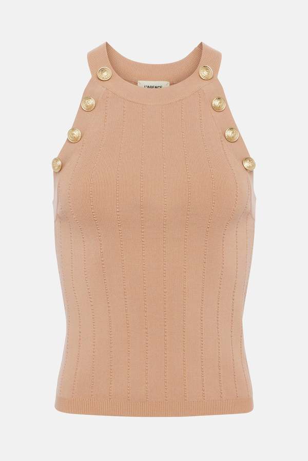 L'agence Rosemary Button Tank - Toffee L'agence Rosemary Button Tank - Toffee