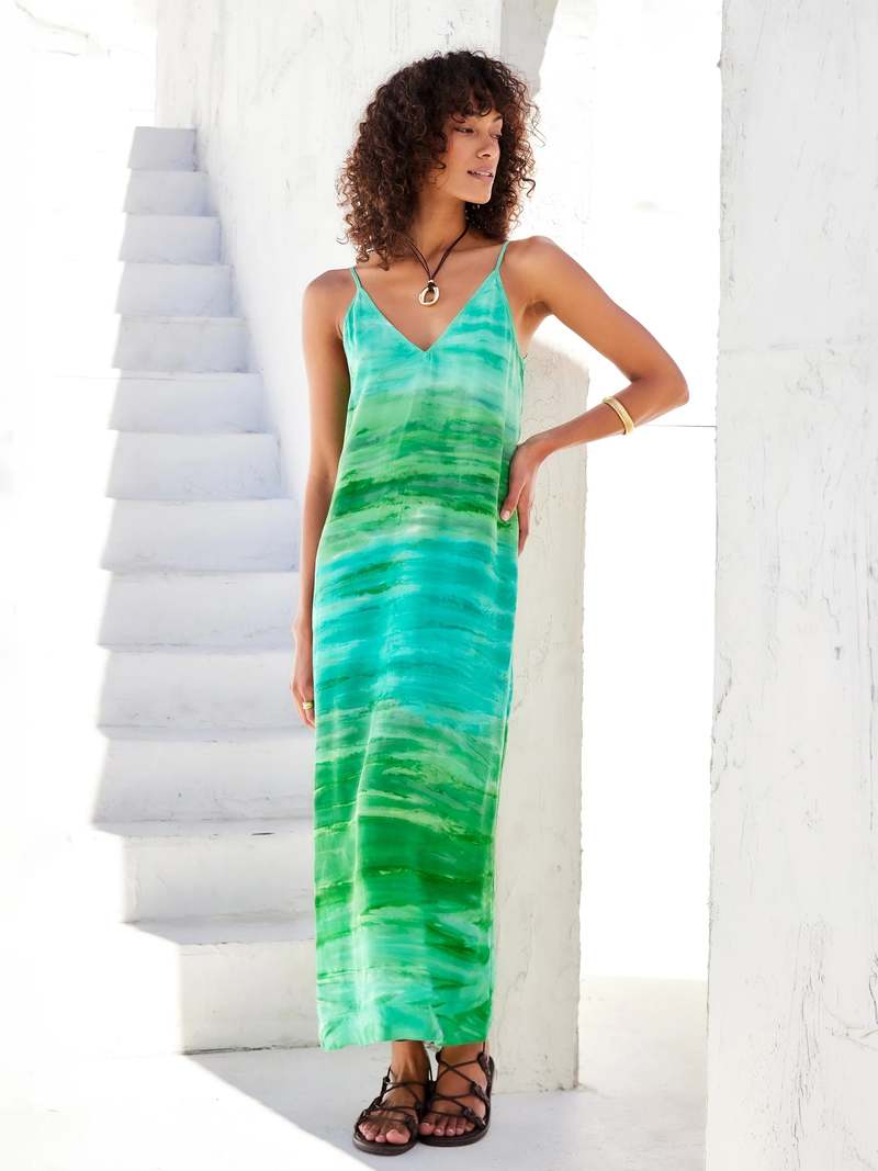 chinese dress ladies Matcha Tie Dye Maxi | Modest Maxi Dresses