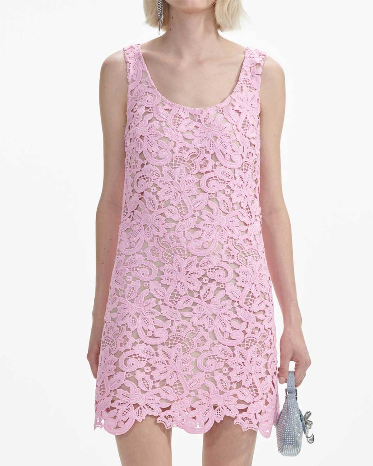 Self-Portrait Pink Floral Lace Mini Dress | Garmentory