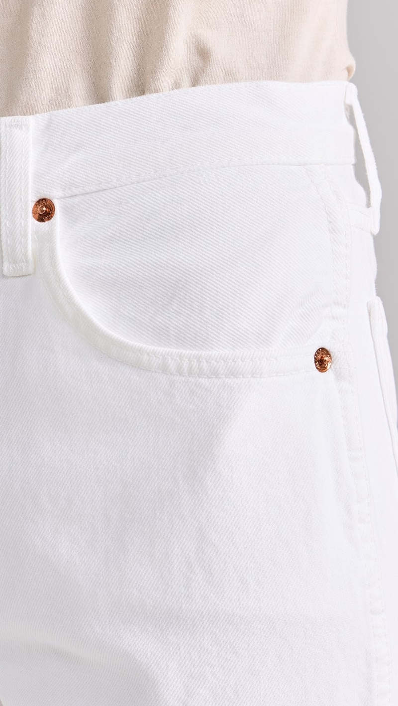 RE/DONE High Rise Loose Long Jeans - White | Garmentory