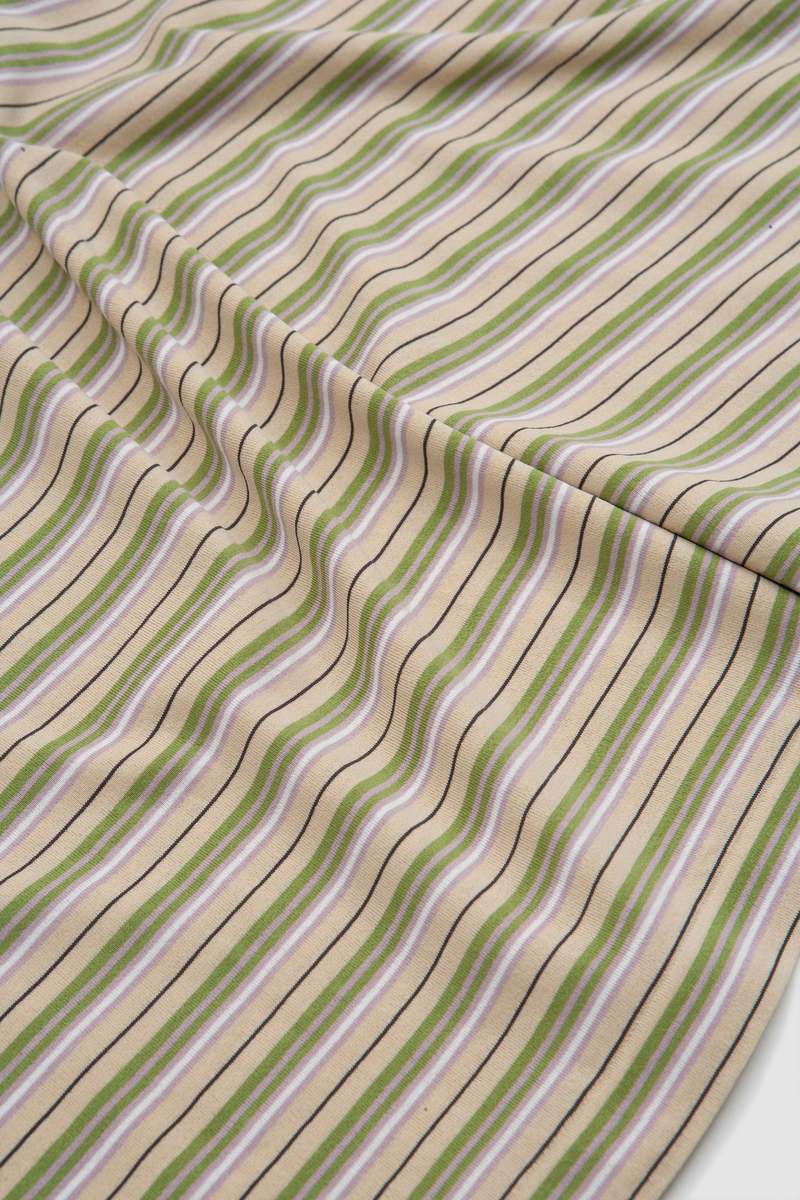 Auralee Cotton/Silk Border Boat Neck LS Tee - Beige | Garmentory