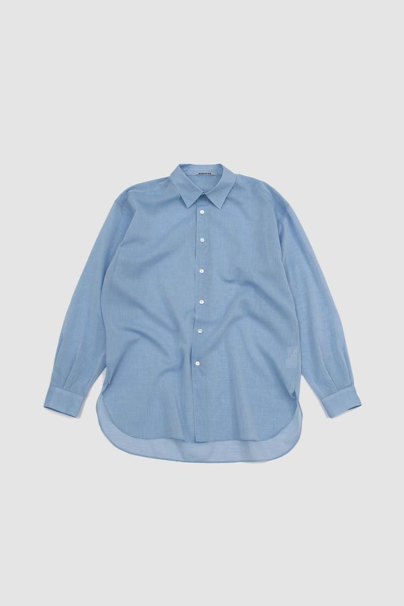 Auralee Finx Organdy Shirt - Sax Blue Chambray | Garmentory