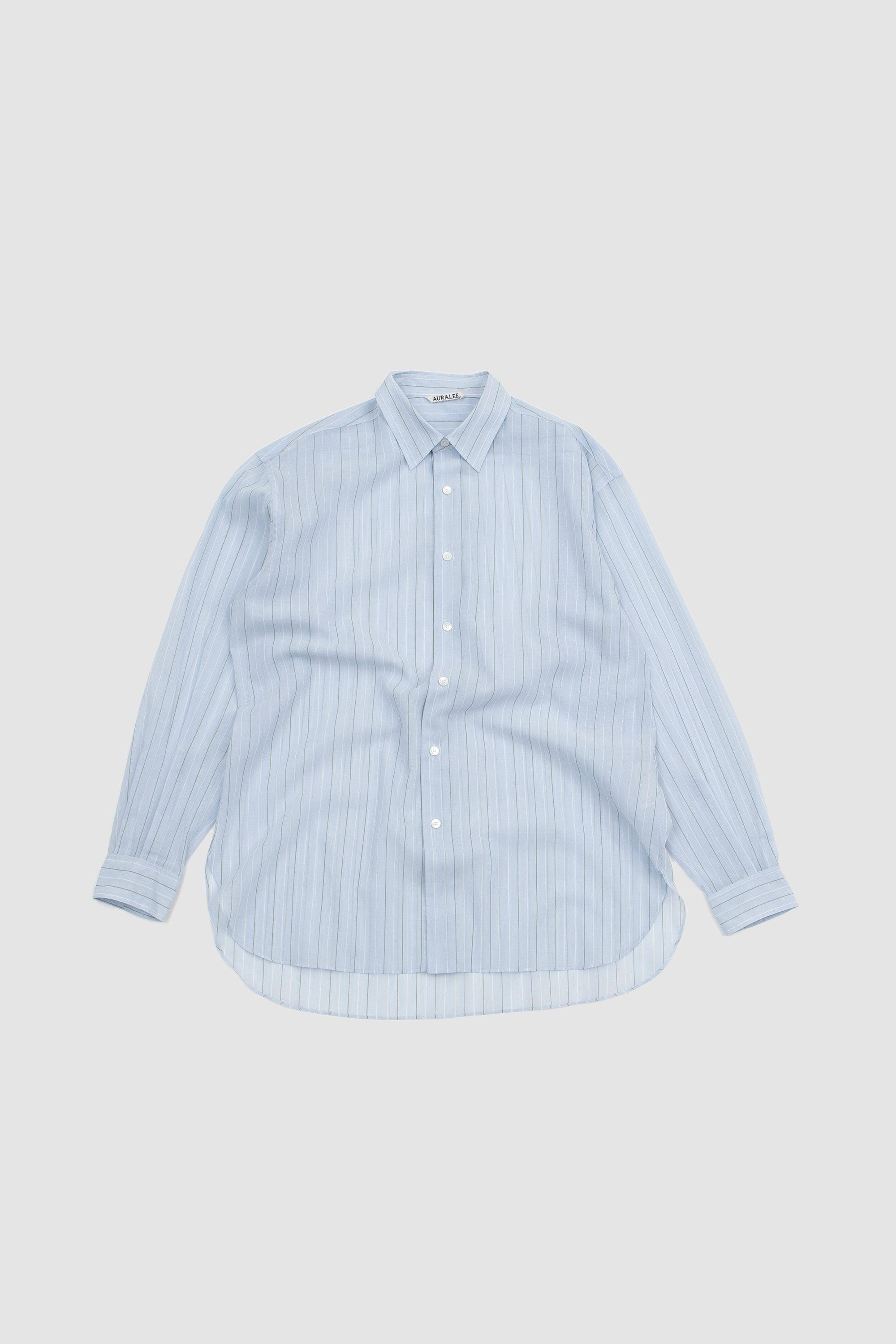 Auralee Finx Organdy Stripe Shirt - Light Blue | Garmentory