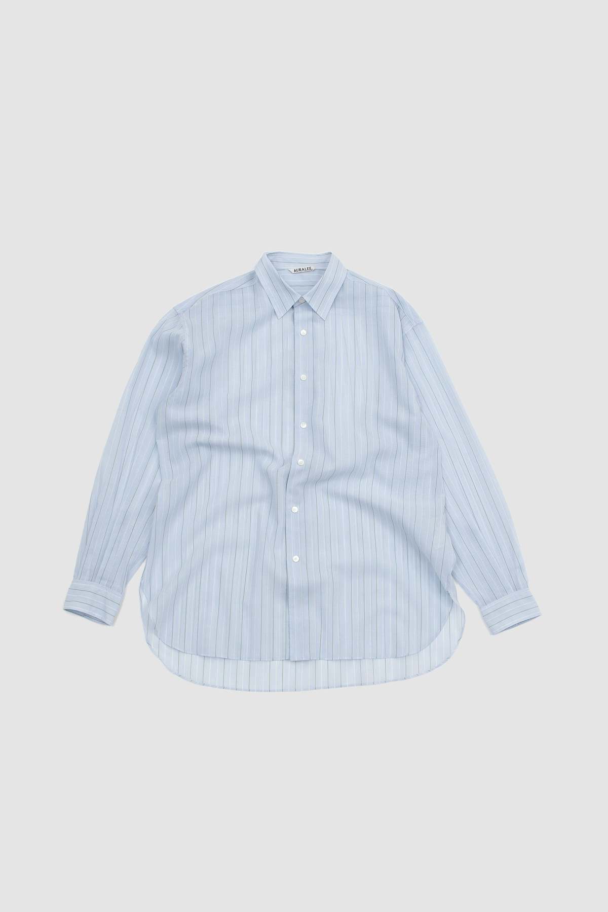 Auralee Finx Organdy Stripe Shirt - Light Blue | Garmentory