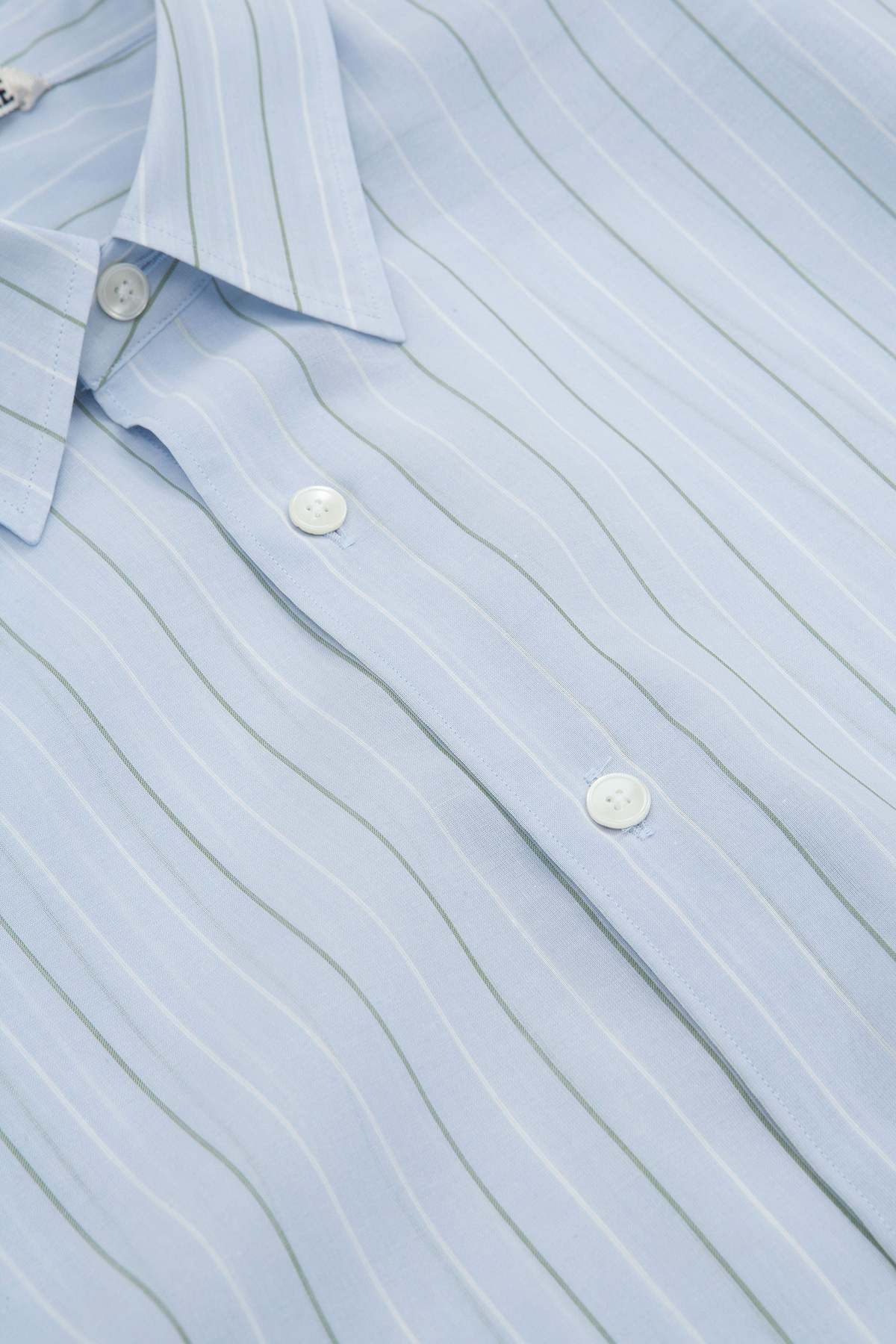 Auralee Finx Organdy Stripe Shirt - Light Blue | Garmentory