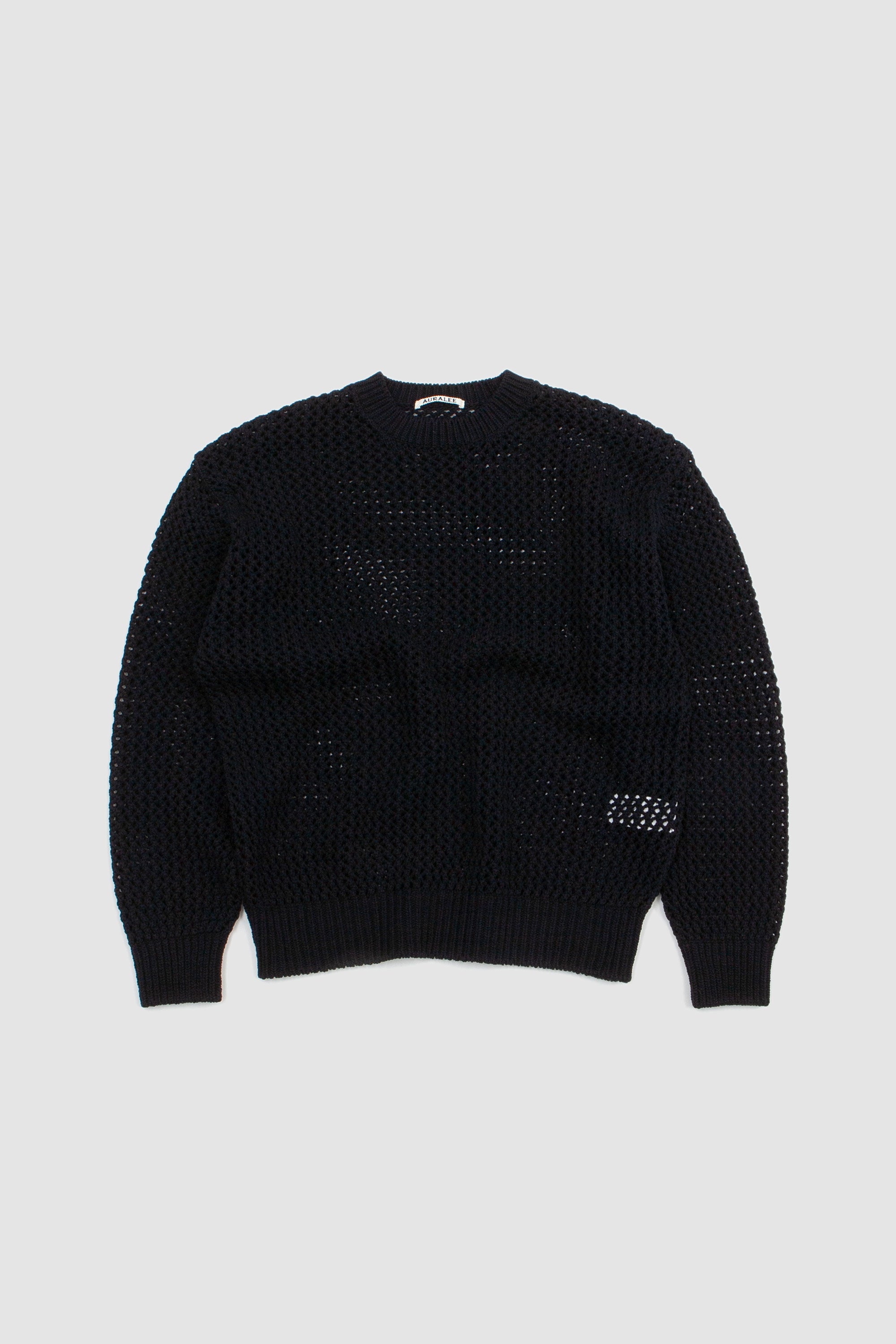 Auralee Lily-Yarn Mesh Knit Pullover - Dark Navy | Garmentory
