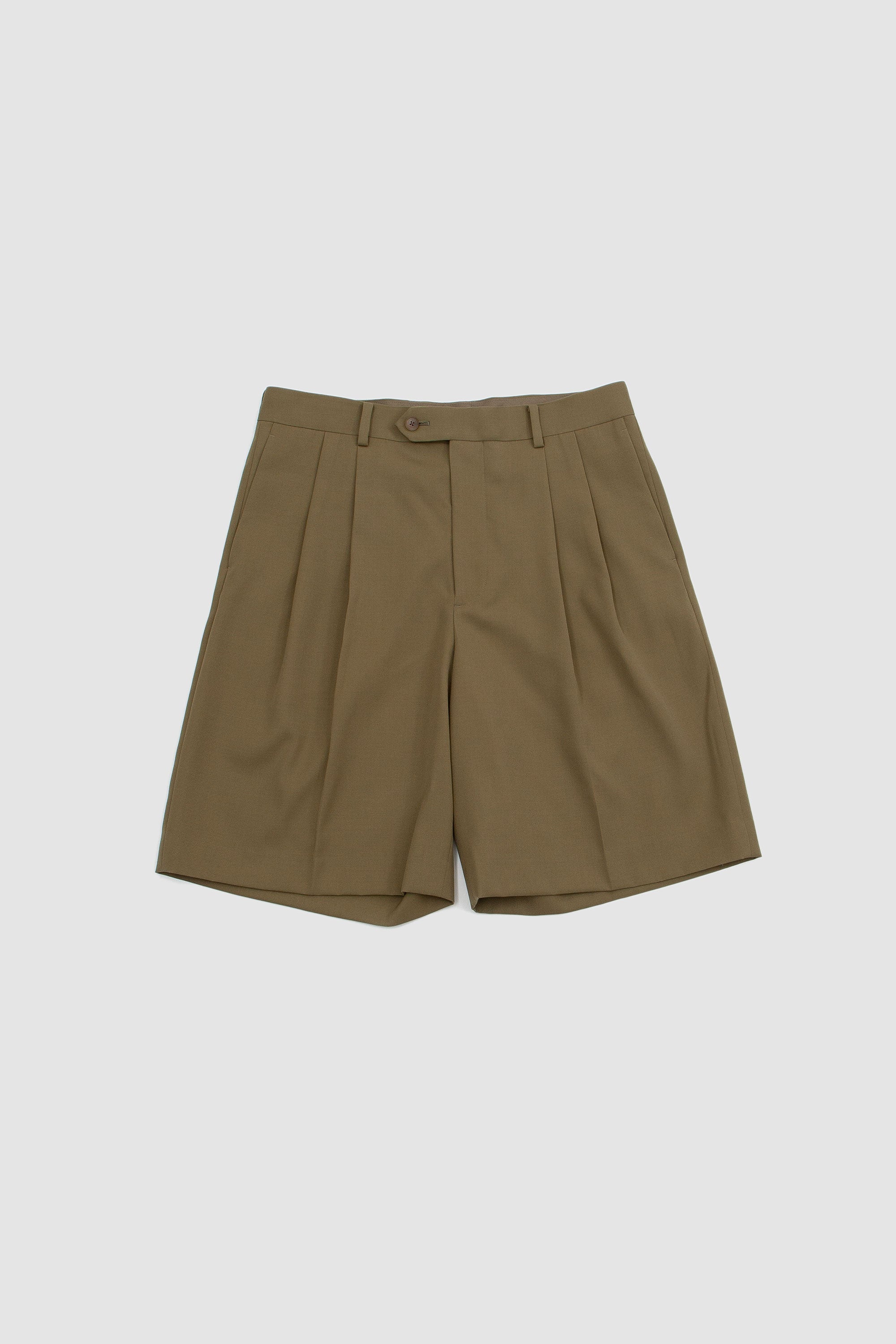 パンツ AURALEE HARD TWIST GABARDINE SHORTS 5 Auralee Wool/Gabardine Shorts - Khaki | Garmentory