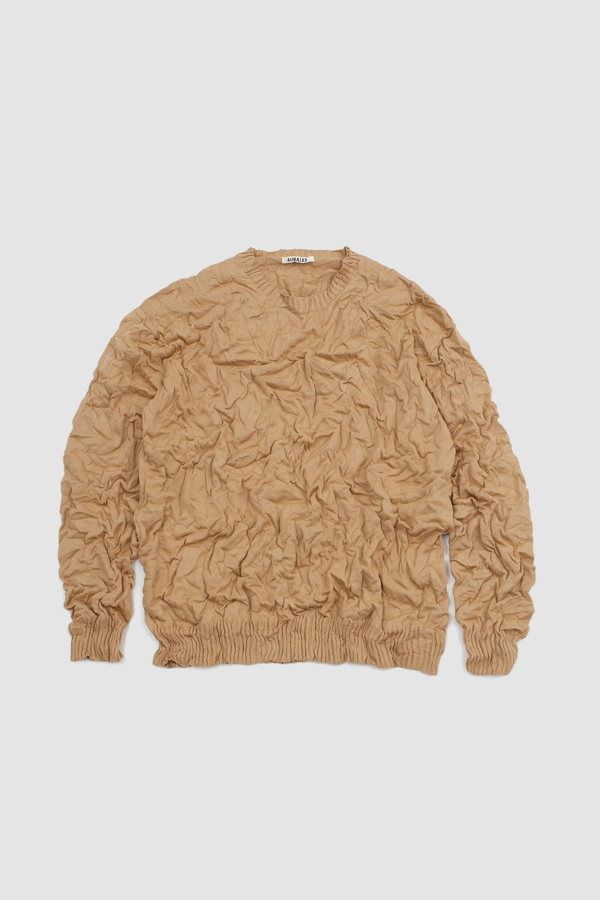 Auralee Wrinkled Knit Pullover - Beige | Garmentory