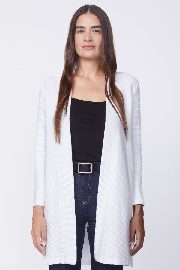 Stateside Horizontal Rib Duster Top - White