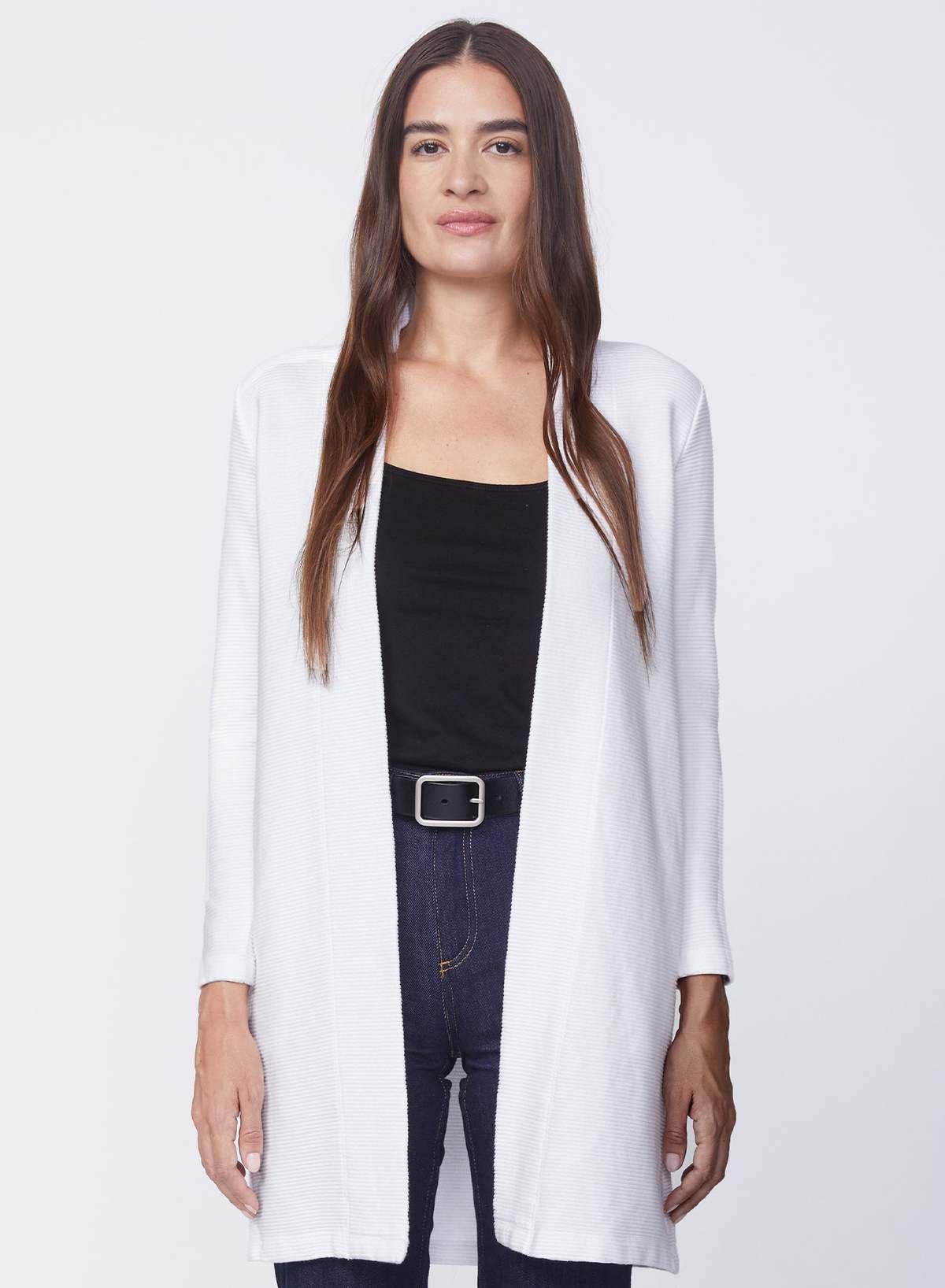 Stateside Horizontal Rib Duster Top - White - Image 1 of 2