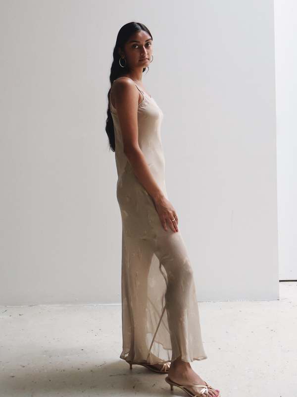 flowy sheer maxi dress Fairytale Dream Sheer Sleeve Maxi Dress White main image 1