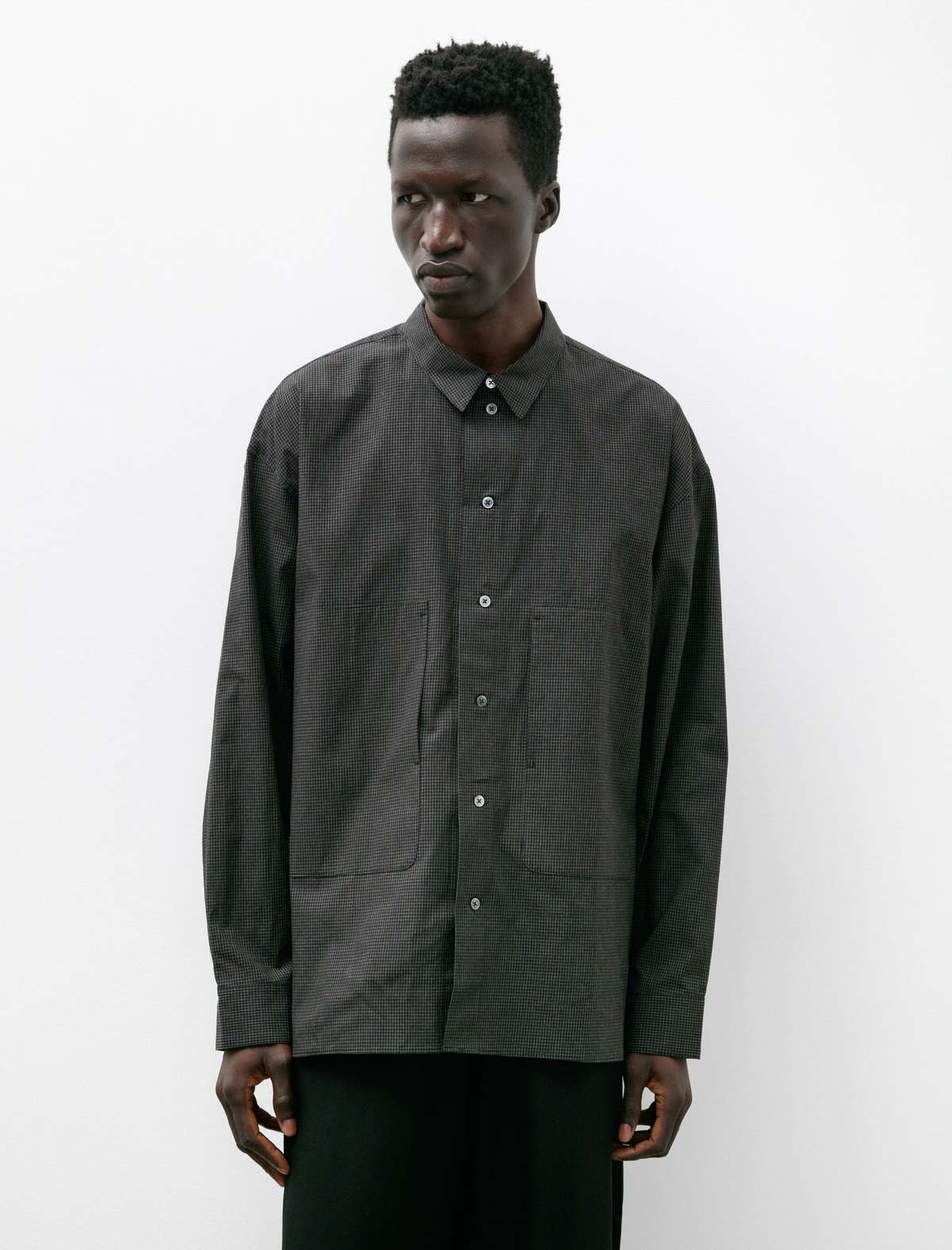 Polyploid Shirt Jacket C - Black Check | Garmentory