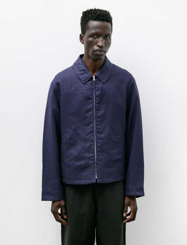 James Belgian Linen Coward Site Jacket - Midnight | Garmentory