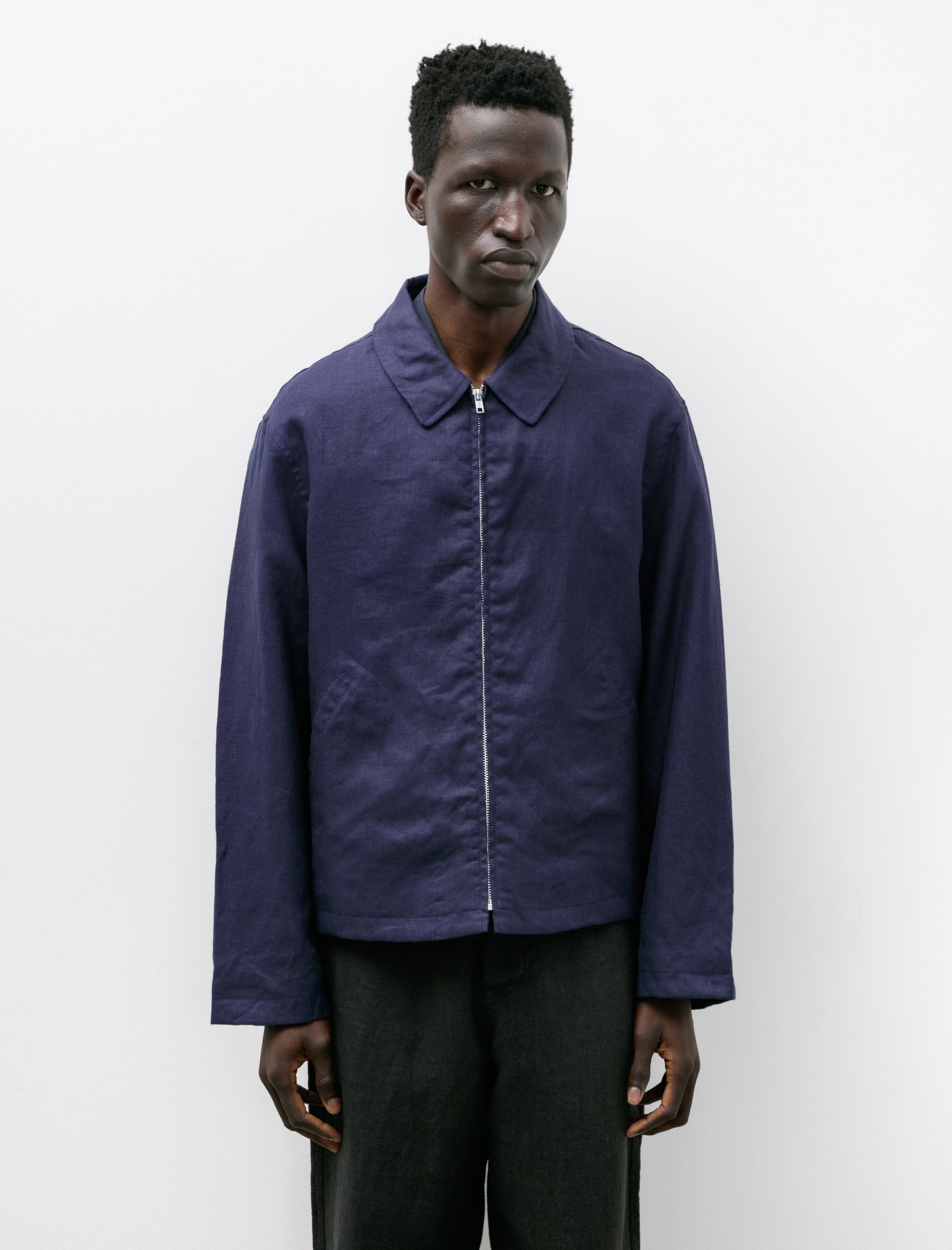 James Belgian Linen Coward Site Jacket - Midnight | Garmentory