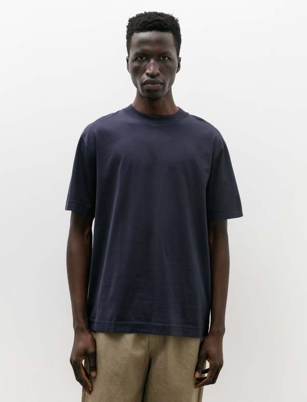 Sunspel SS Mock Neck T-Shirt - Navy | Garmentory