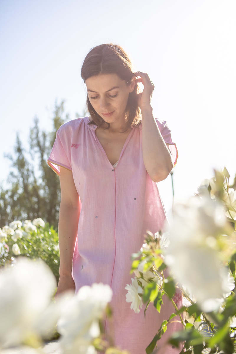 Erica Tanov Suki Jamdani Cotton Dress - Peony | Garmentory
