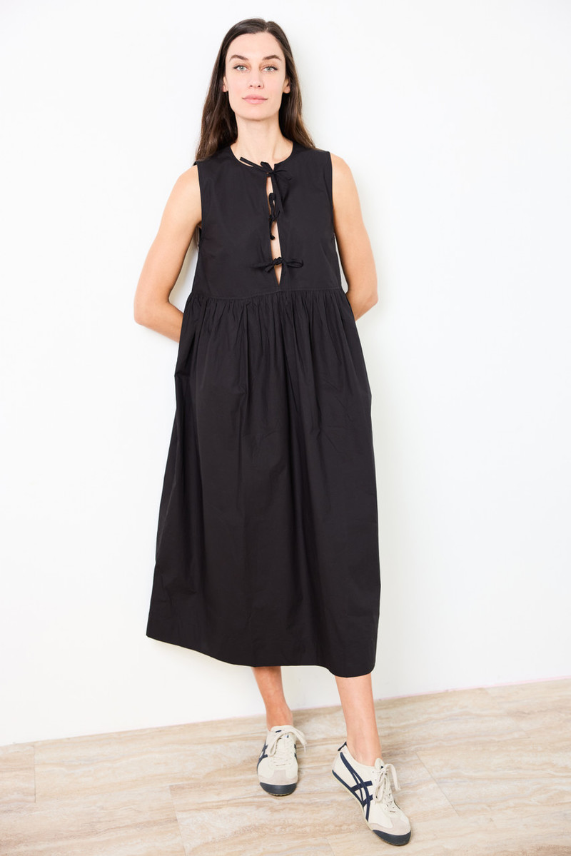Ganni Cotton Poplin Midi Dress Black