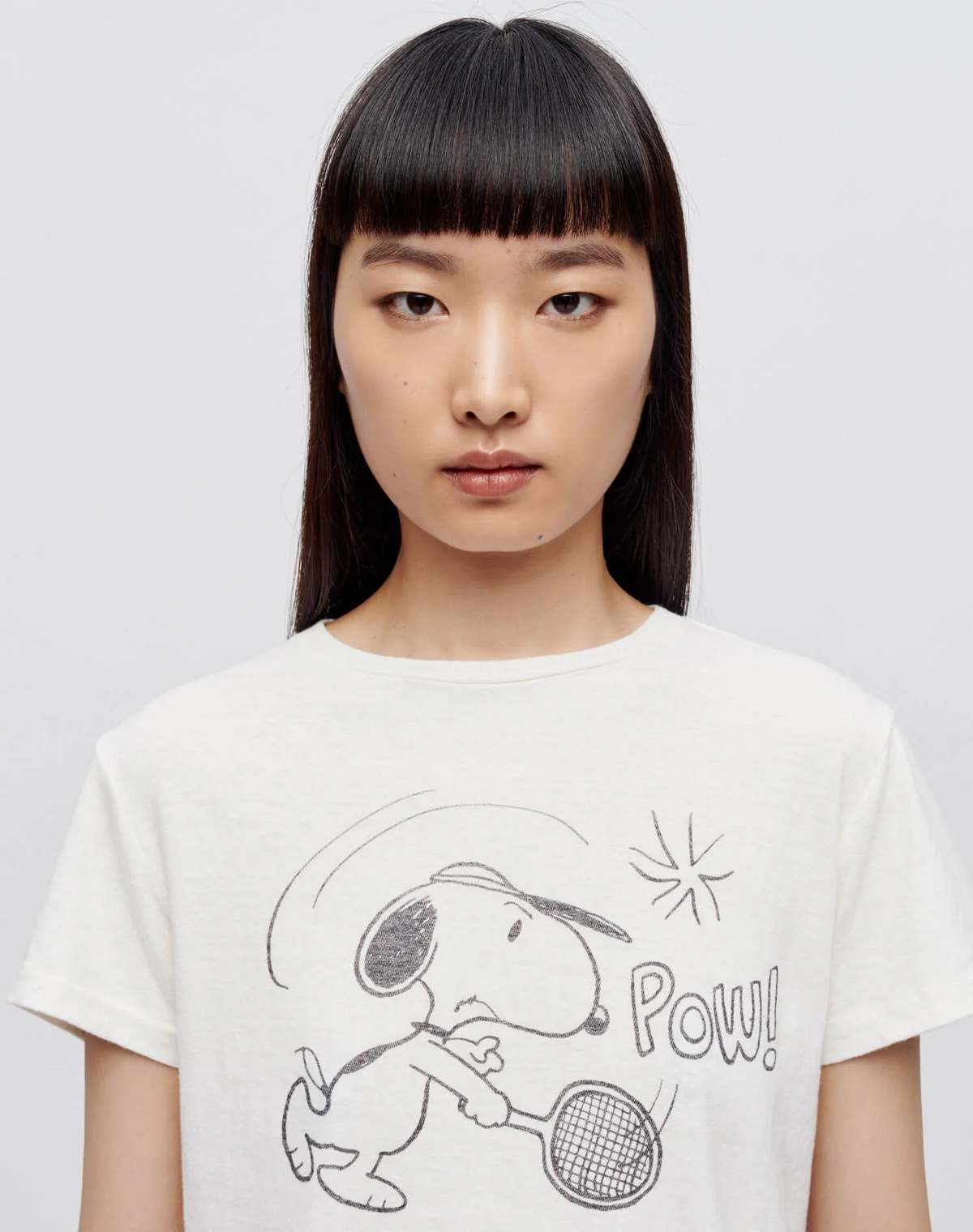 “RE DONE” Snoopy Ski Tシャツ VintageIvory RE/DONE RINGER SKIING SNOOPY TEE - VINTAGE IVORY/MIDNIGHT