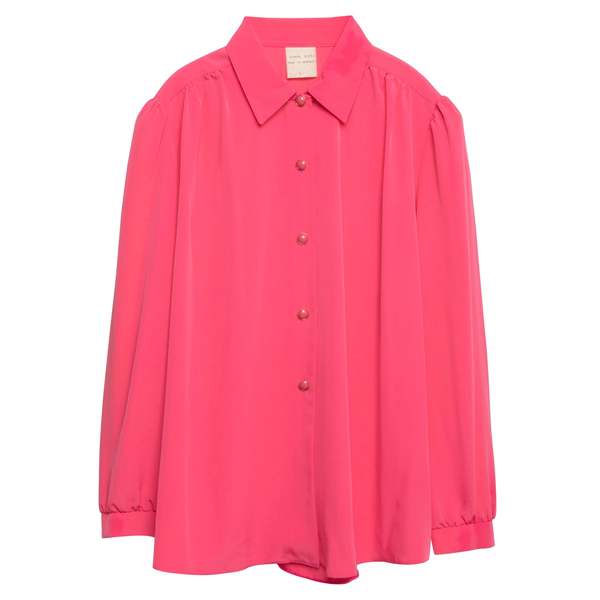 VAN ICH (Germany) Satin Weave Eased Peasant Sleeve Blouse Rhodonite : L VAN ICH (Germany) Satin Weave Eased Peasant Sleeve Blouse Rhodonite : L