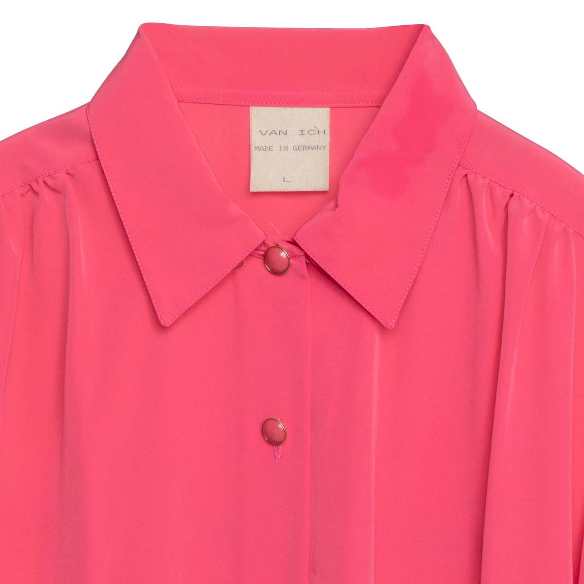 VAN ICH (Germany) Satin Weave Eased Peasant Sleeve Blouse Rhodonite : L - Image 2 of 8