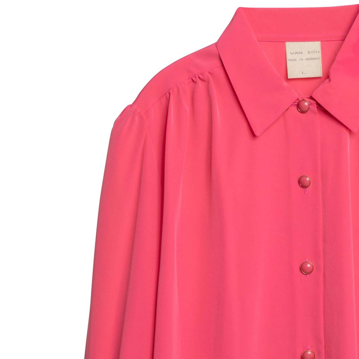 VAN ICH (Germany) Satin Weave Eased Peasant Sleeve Blouse Rhodonite : L - Image 3 of 8