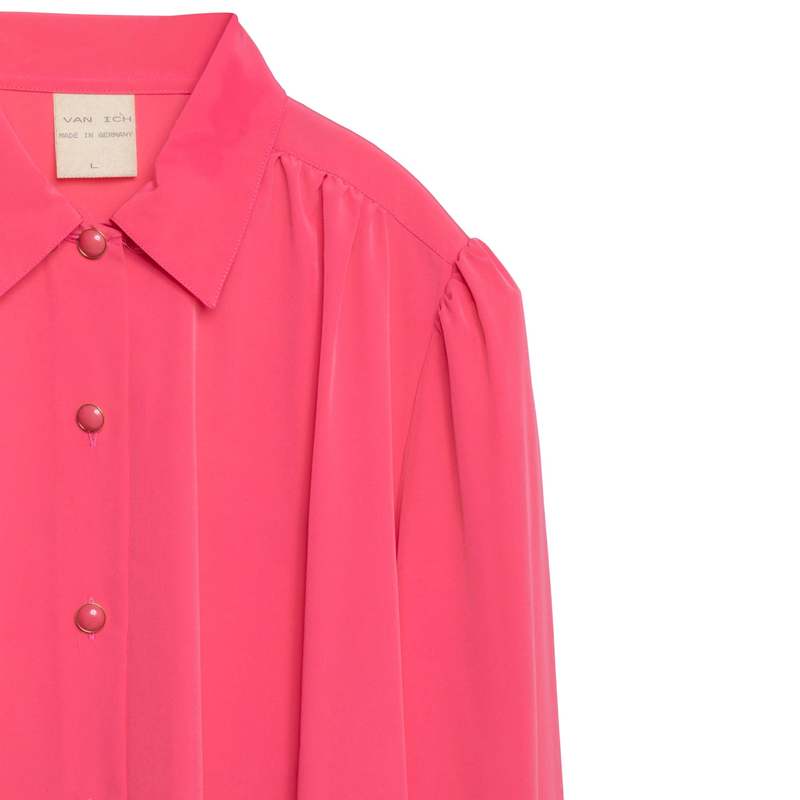 VAN ICH (Germany) Satin Weave Eased Peasant Sleeve Blouse Rhodonite : L