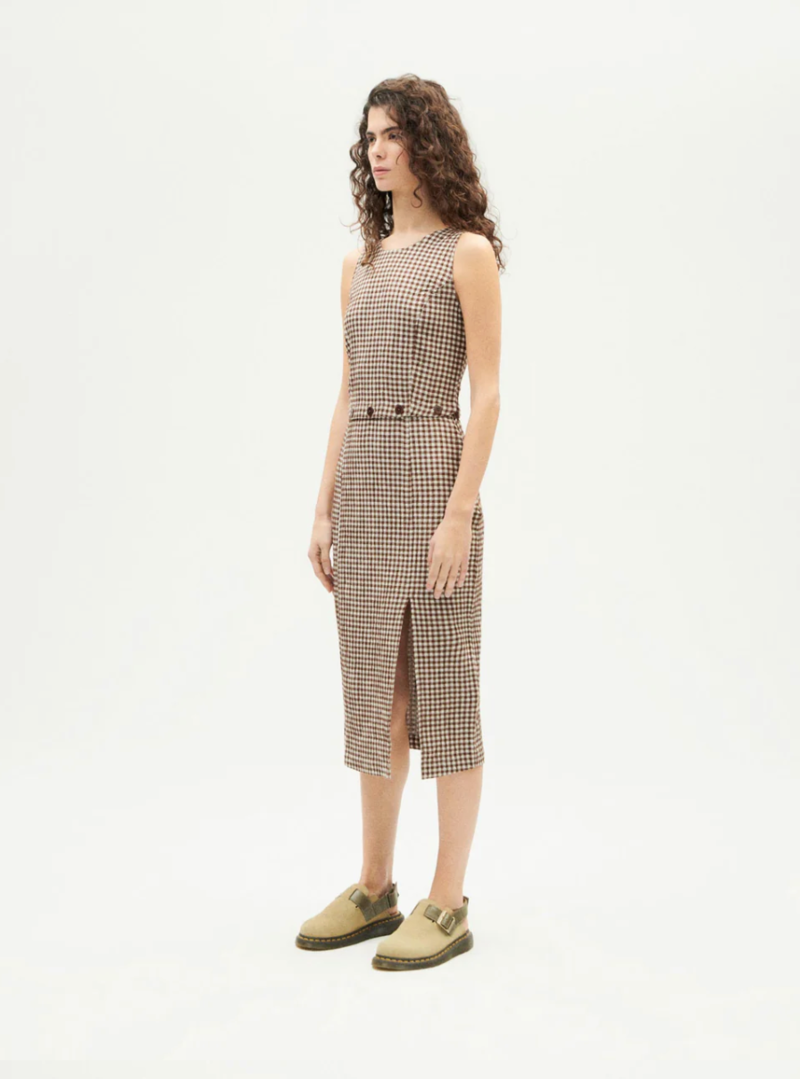 Thinking MU Wila Dress - Brown Seersucker | Garmentory