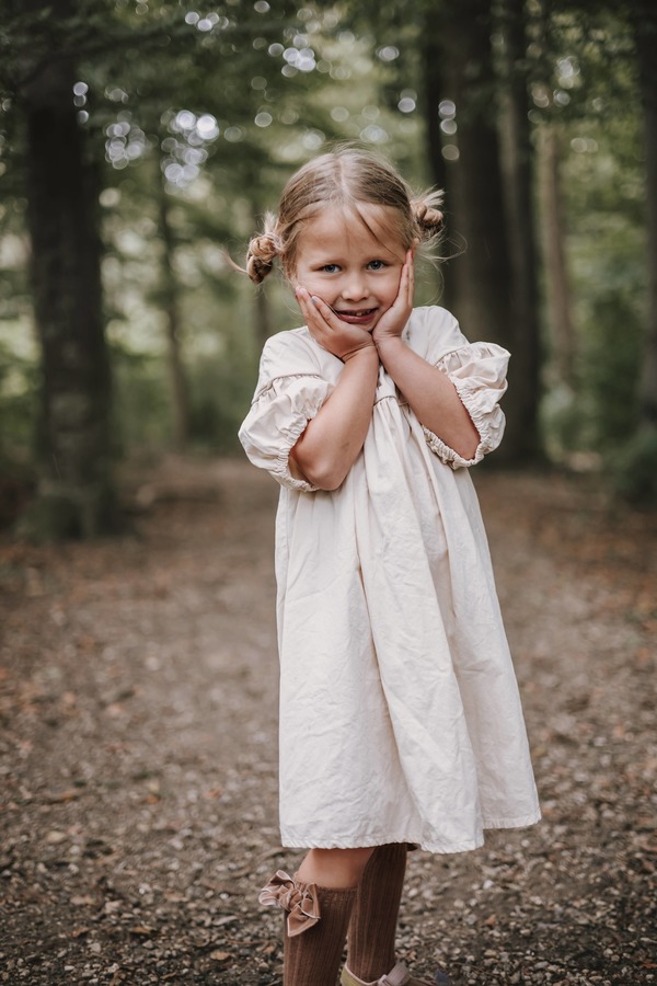 Kids Annie & Charles Eloise Organic Cotton Dress - Cream | Garmentory