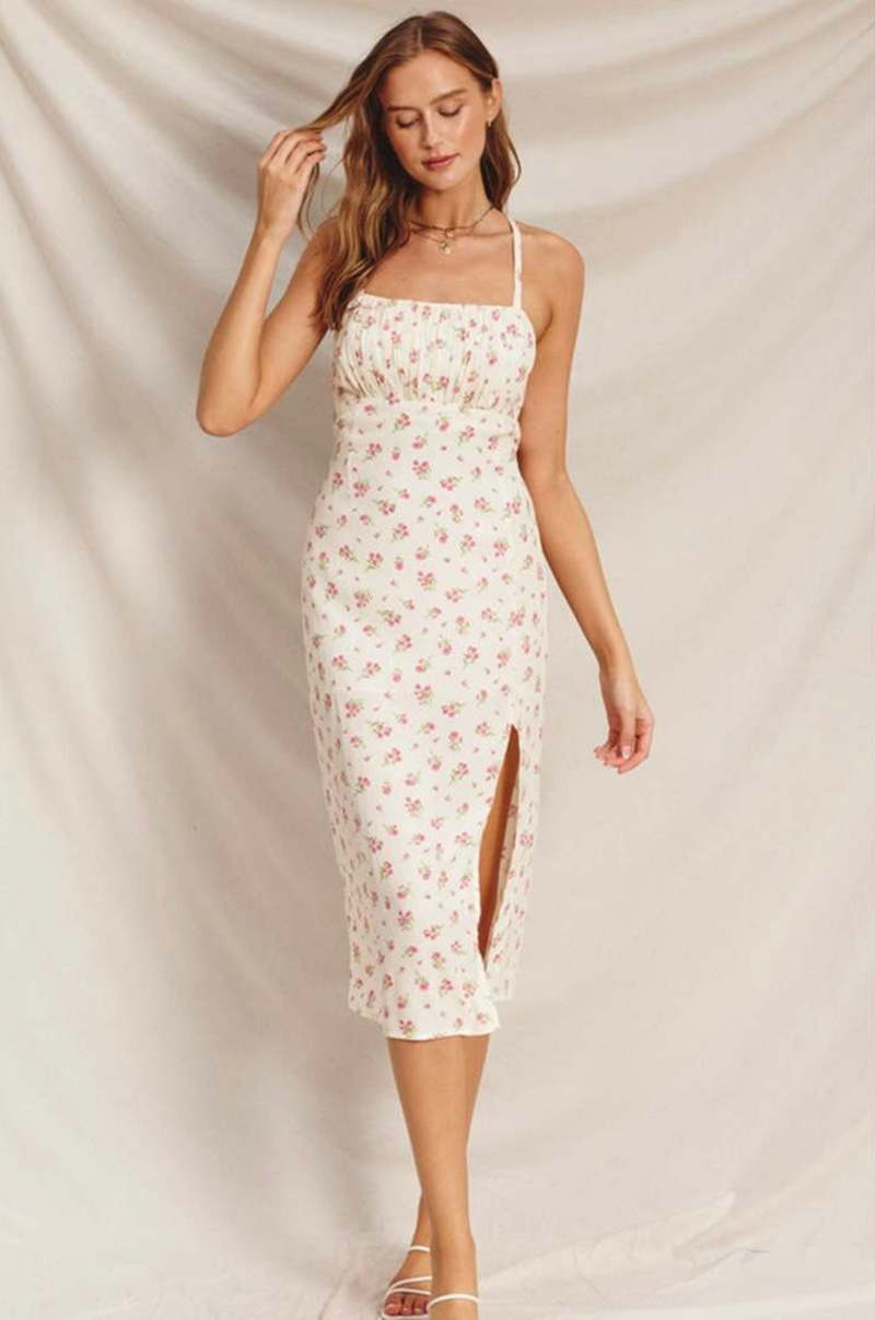 cream rose dress MADE TO ORDER Handmade Peach Cream Victorian Wedding Lace Wedding Dress Short Front Faux Pearls Roses Leaves